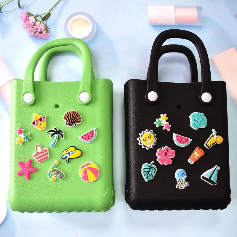 Lovely Bogg Bags Accessories Rubber Summer Decoration Women Beach Bag Tote Handbag Random Pairing Decorative Buckles Inserts