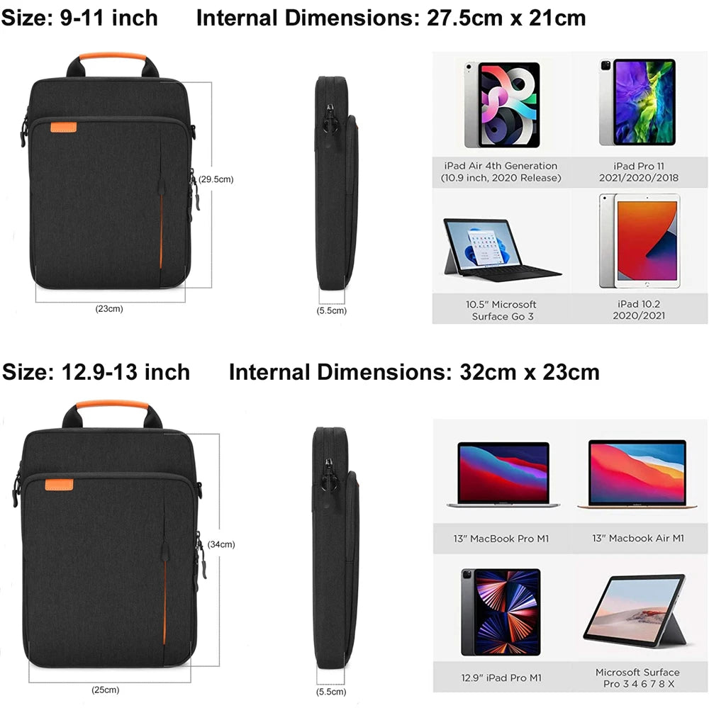 New Tablet Shoulder Sleeve Bag For iPad Air Pro 11 12.9 Air 10.9 Tablet Samsung Notebook Computer Laptop Pouch Handbag Birefcase