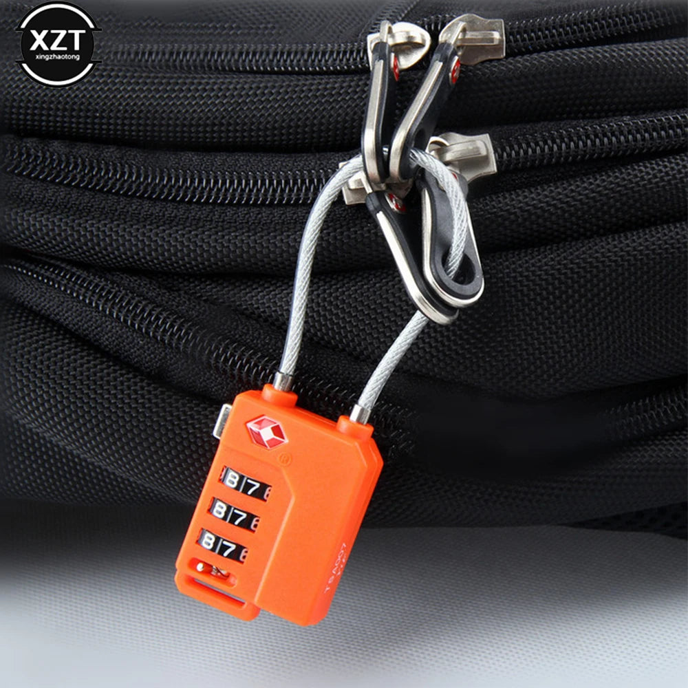 Luggage Combination Lock Portable TSA Approved Security Cable Luggage Lock 3-Digit Combination Password Lock Padlock