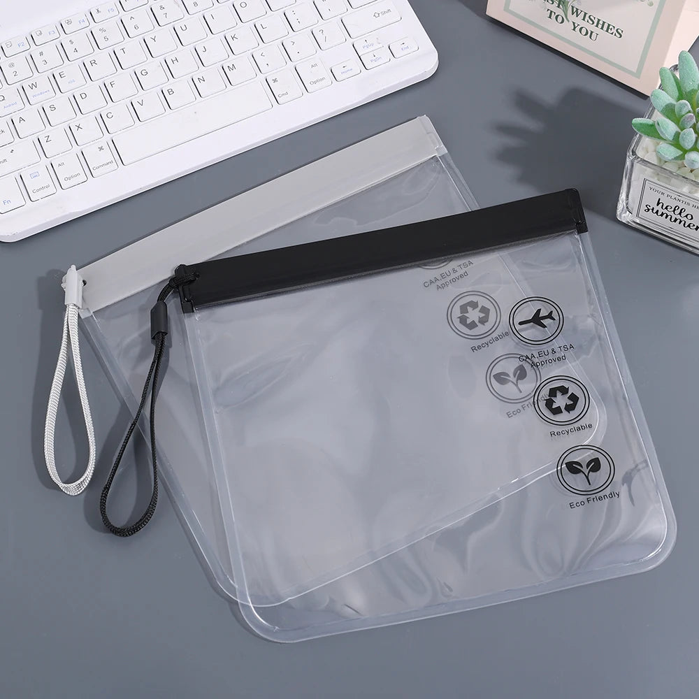 Transparent TSA Approved Toiletry Bag Portable Travel Essentials Flight Make Up Liquid Leakproof Resealable EVA Cosmetic Bags