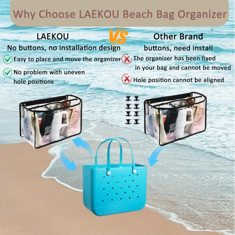 Extra Large Insert Bogg Bag Accessories Waterproof EVA Rubber Beach Basket Jelly Handbag Clear Storage Inner Bogg Bag Organizer