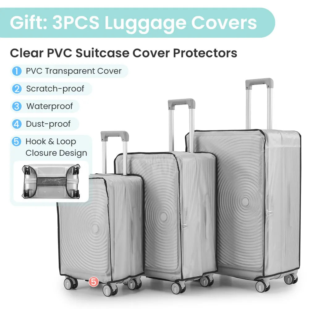 Luggage Sets 3 Piece(20/24/28), Expandable Carry On Luggage with TSA Lock Airline Approved, 100% PC Hard Shell and Lightweight