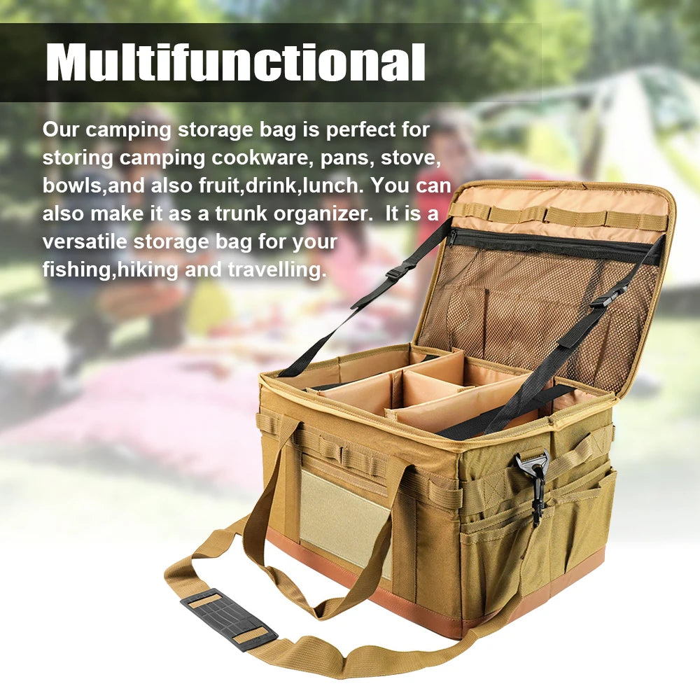 Large Zipper Camping Bag Anti-crash Stove Cookware Carrying Bag Multifunctional Durable Camping Accessories Storage Organizer