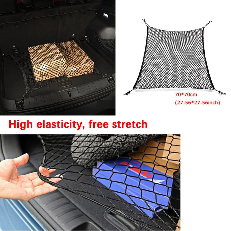 Car Trunk Network Mesh for Mitsubishi Outlander Accessories 2022 Luggage Fixed Hook Elastic Storage Cargo Net Organize 2001~2023