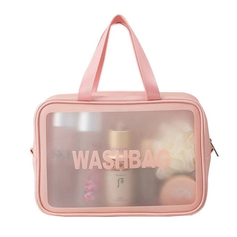 PU Women Travel Storage Bag Cosmetic Bag Makeup Bag Travel Organizer Bags Waterproof Washbag Transparent Cosmetic Cases