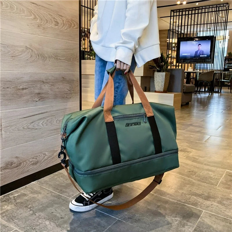 Large Capacity Foldable Men Women Travel Bag Fashion Luggage Duffel Bag Male Sports Fitness Bag Waterproof Female Shoulder Bag