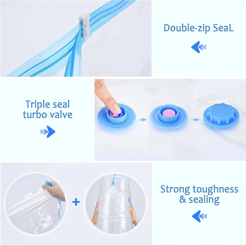 Vacuum Storage Bags With Valve Transparent Folding Compressed Space Saving Travel Seal Packet Organizers for Towel Cloth Blanket