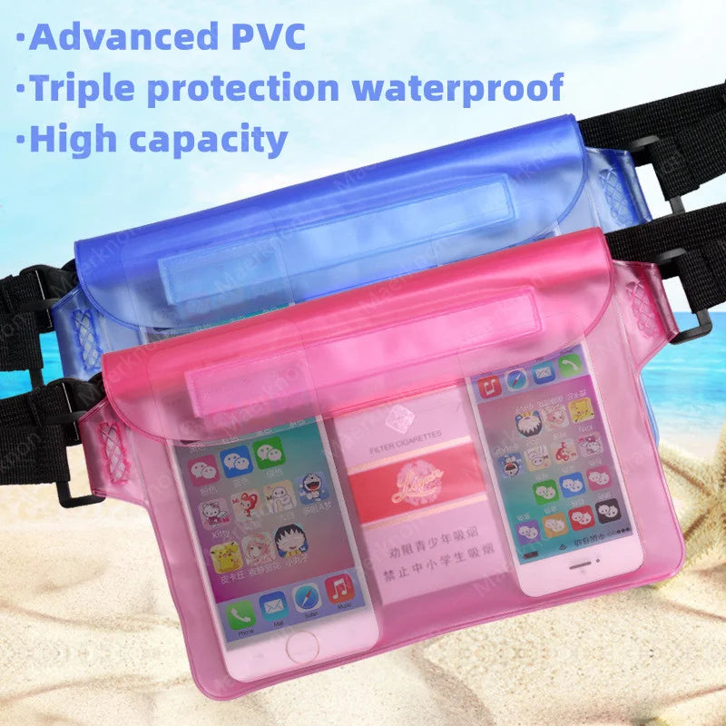 3 Layers High Waterproof Sealing Swimming Bag Large Size Transparent Underwater Dry Protection Bag For iphone mobile phone pouch