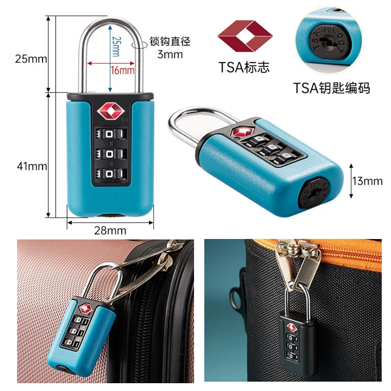 3 Digit Combination TSA  Approved Padlock Locks for Luggage Zipper Bag Suitcase Lockers Codes Travel Must Haves Essentials