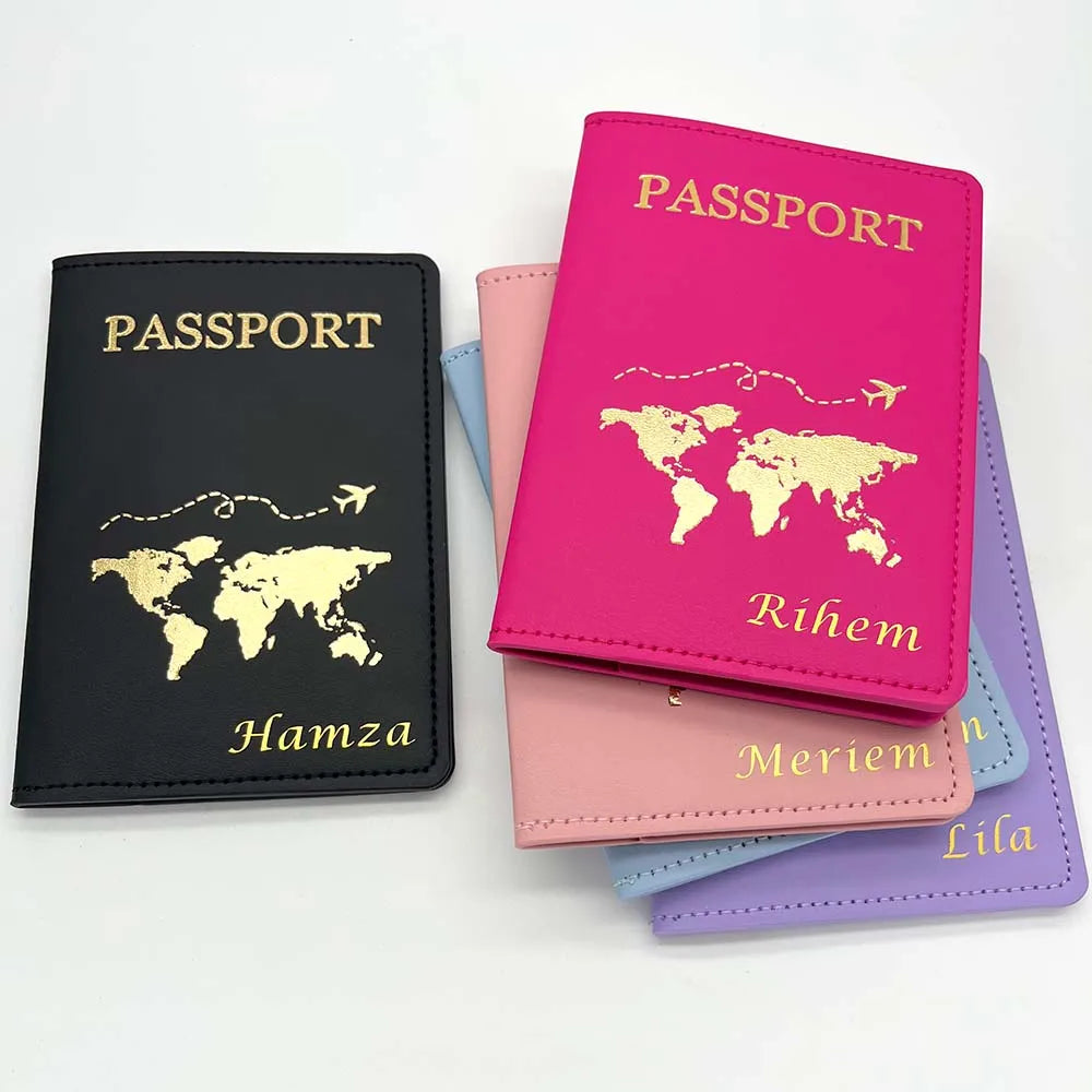 Cute Personalised Passport Cover Women with Names Engraved Passport Holder for Couples