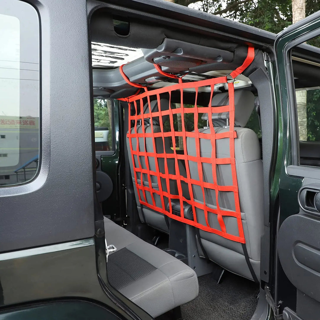 Car Rear Seat Trunk Isolation Cargo Net Dog Barrier Protection Divider Safety Driving Mesh for Jeep Wrangler JK JL JT 2007-2023