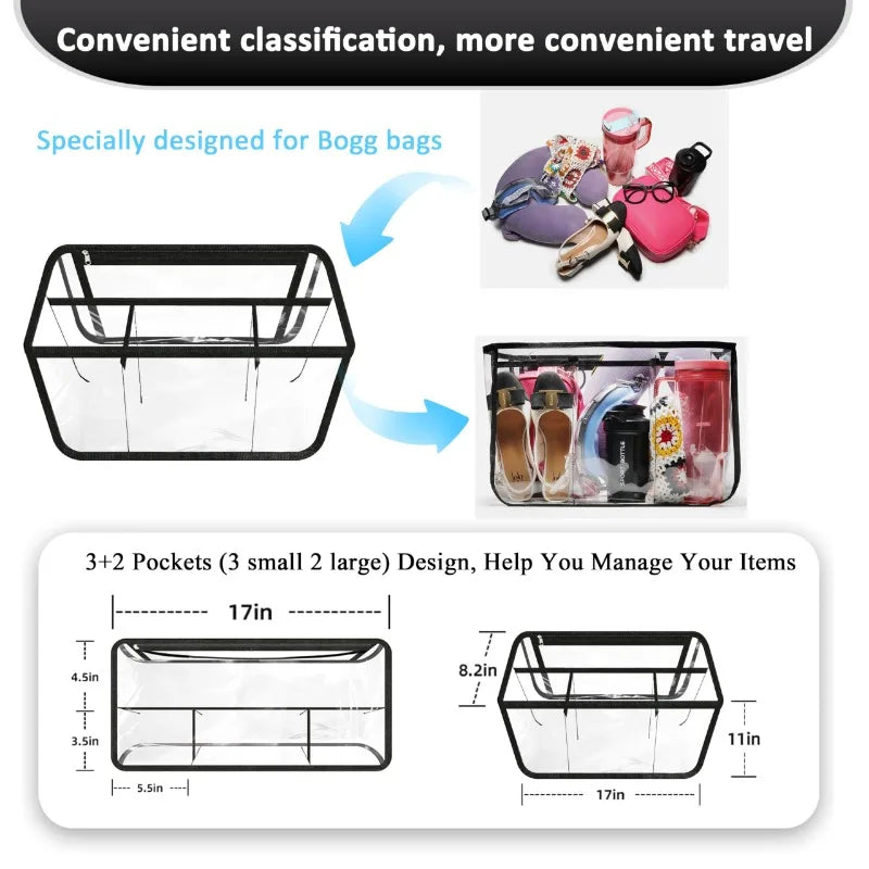 Extra Large Insert Bogg Bag Accessories Waterproof EVA Rubber Beach Basket Jelly Handbag Clear Storage Inner Bogg Bag Organizer