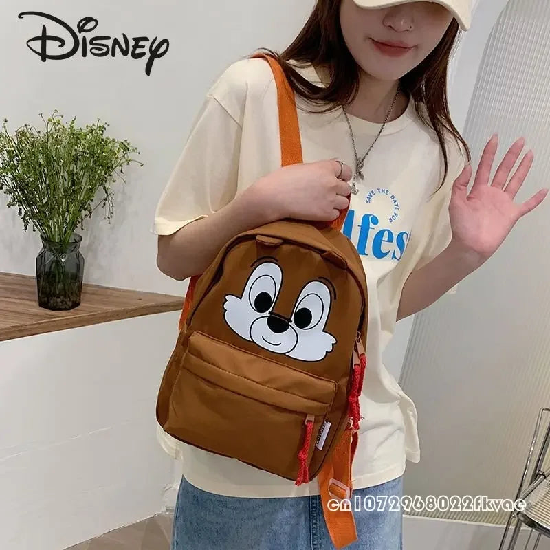 Disney Winnie Bear Children's Backpack Cartoon Cute Women's Backpack High Quality Large Capacity Solid Color Storage Bag