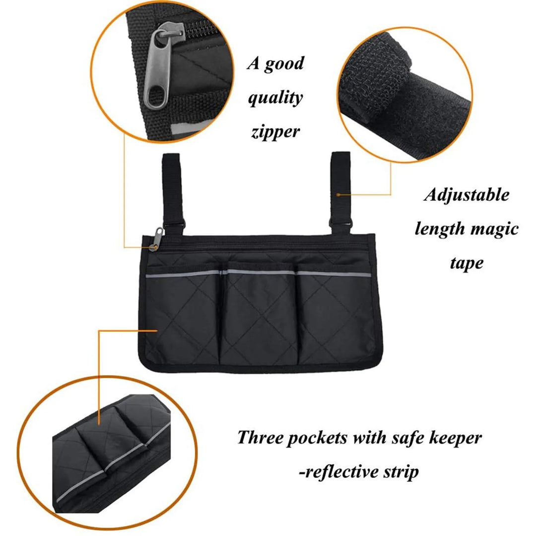 Organizer Bag Wheelchair Armrest Side Storage Bag Seat Carry Bag Portable Wheels Mobile Equipment Accessories Storage Bag