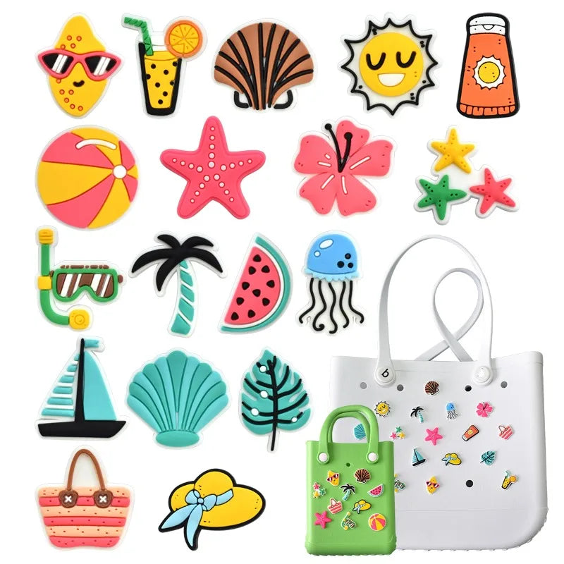 Lovely Bogg Bags Accessories Rubber Summer Decoration Women Beach Bag Tote Handbag Random Pairing Decorative Buckles Inserts