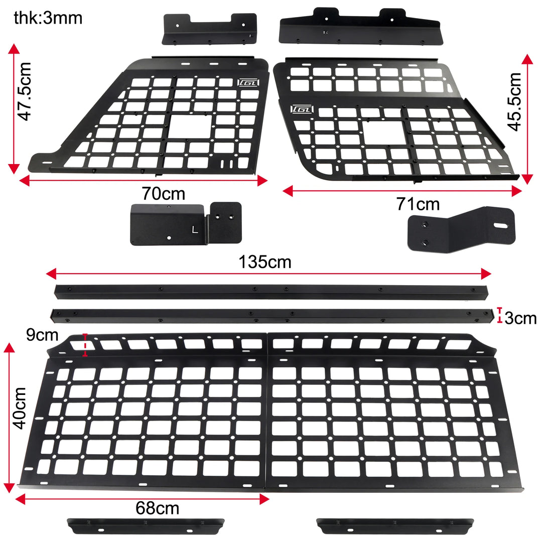 CGZ Molle Panels Fit for Nissan Patrol Y61 1997-2016 5-door Rear Trunk Shelf Cargo Storage Racks Luggage Organizers