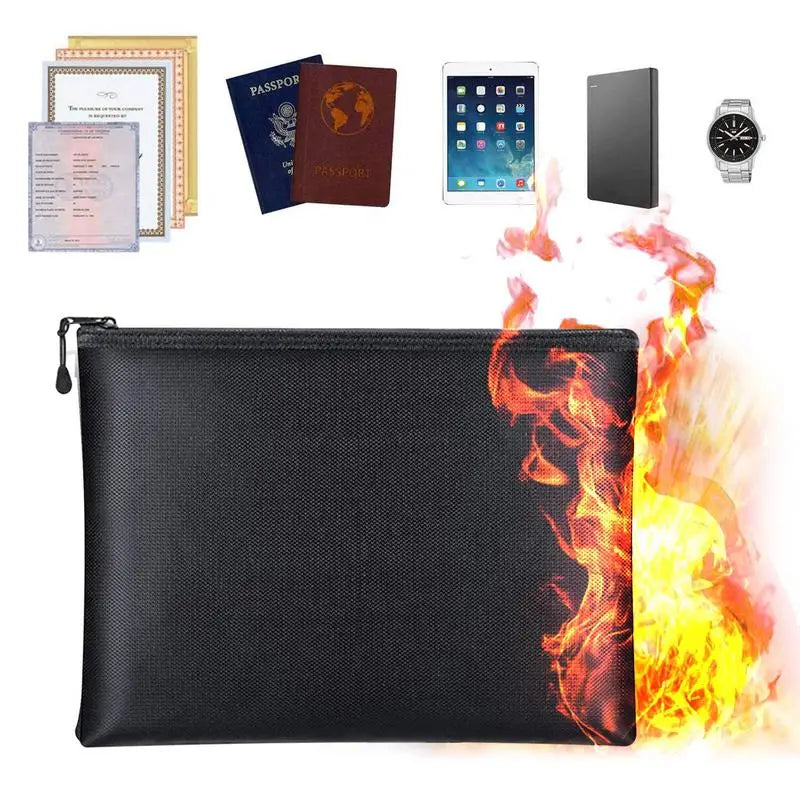 Portable Fireproof Waterproof Document Bag Envelope File Folder Cash Pouch Money Bag Safe Storage For Valuables Jewerly Cash