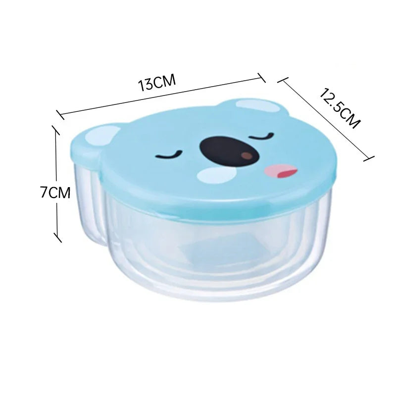 4pcs Cartoon Bear Microwave Food Storage Container For Kids Child Sushi Fruit Snack Bento Box Picnic School Lunch Box Bowl Small