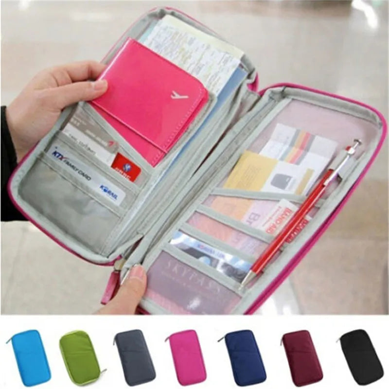 Travel Wallet Passport Credit Card Holder Organizer Cash Holder Document Bag Multifunction Purse Travel Pack Clutch Storage Bag