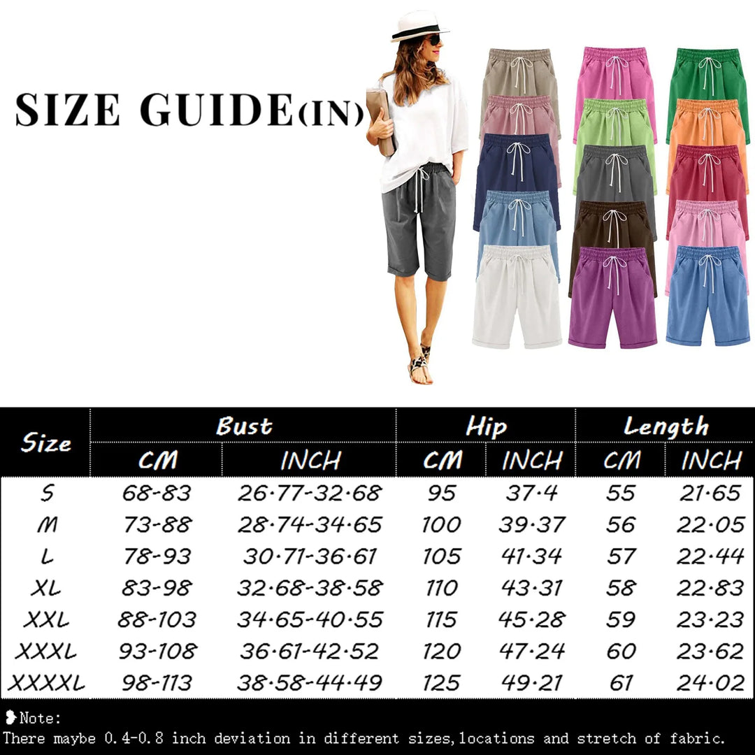 Women Casual Shorts Fashion Breathable Medium Harem Y2k Pant Summer Cool Thin Beachwear Elastic Waist Lace Up Female Clothing