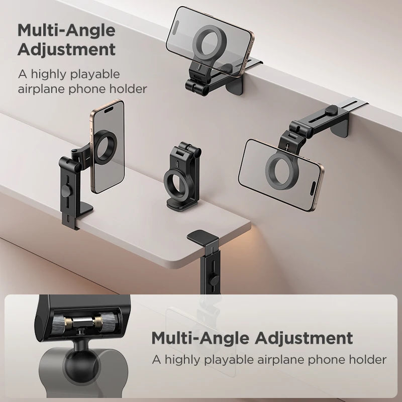 Joyroom Magnetic Airplane Phone Holder Travel Essentials Flexible Rotation Hands-Free Desk Phone Mount for iPhone 15/14/13 /12