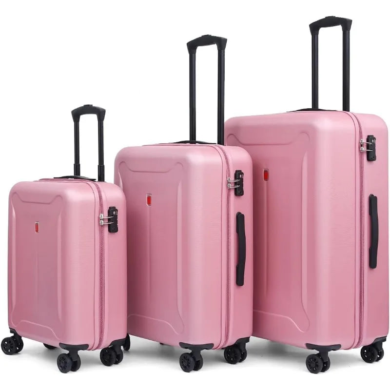 Luggage 3 Pieces Set Suitcase ABS with Spinner Wheels TSA Approved Hardshell Travel Lightweight