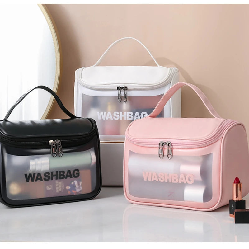 Travel Storage Toiletry Organize Women Waterproof PVC Cosmetic Portable Bag Female Wash Kit Transparent Zipper Make Up Case