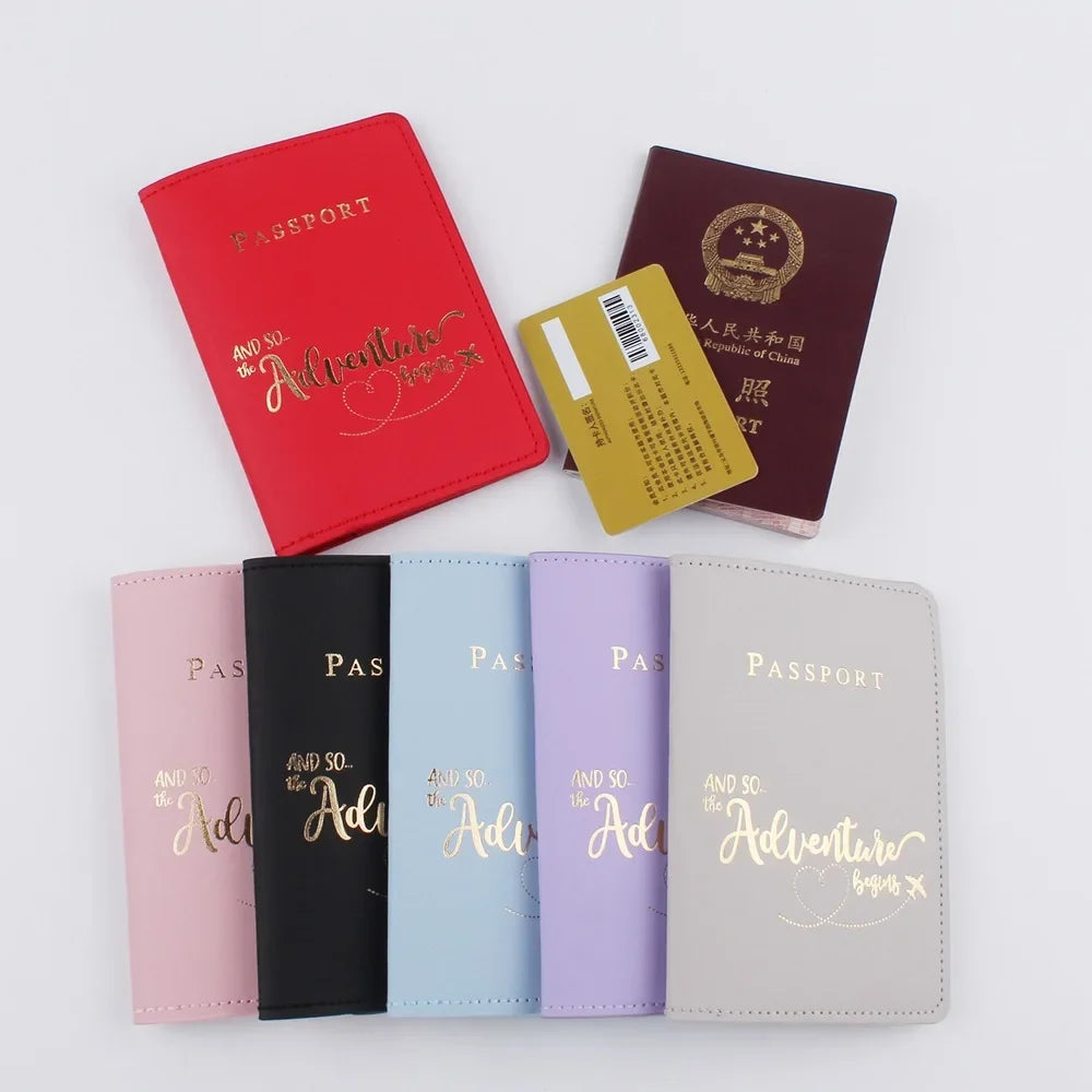 Pu Leather Passport Cover Simple Letter Plane Pattern Men Women Travel Wedding Passport Covers Holder Fashion Wedding Gift