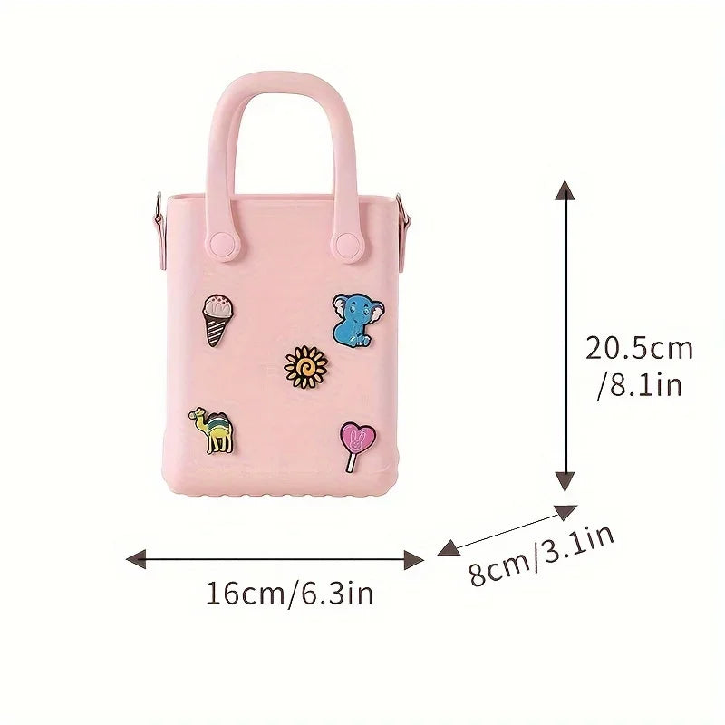 Small EVA Summer Beach Bag, Cute Jelly Hole Tote Bag, Rubber Waterproof Handbag For Travel Vacation