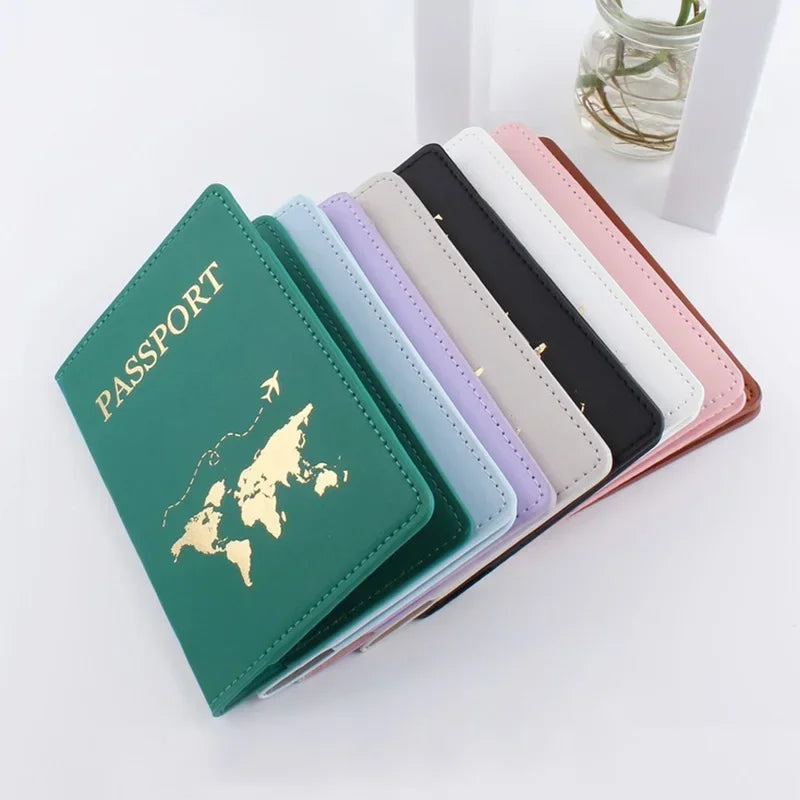 Pu Leather Passport Covers Letter Plane Pattern Passport Holder ID Credit Card Holder Fashion Wedding Gift Travel Accessories