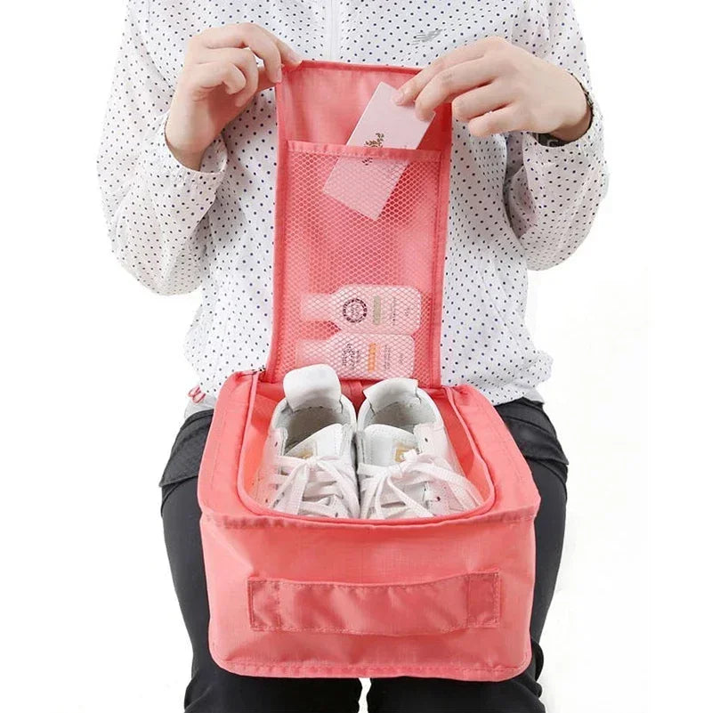 Multifunction Travel Bag Portable Tote Bags for Women Nylon Fold Dust-proof Shoe Organizer Storage Handbag Travelling Ladies