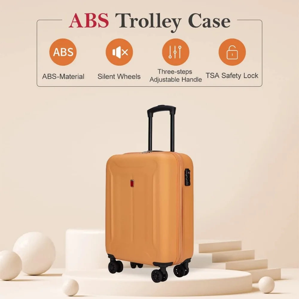 Luggage Sets 3 Pieces Carry on Suitcase Hardshell Lightweight Travel with Double Spinner Wheels Locks TSA Approved (Orange)