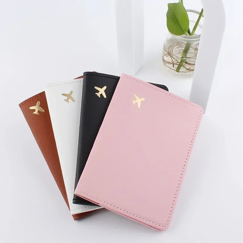 Pu Leather Passport Cover Simple Letter Plane Pattern Men Women Travel Wedding Passport Covers Holder Fashion Wedding Gift