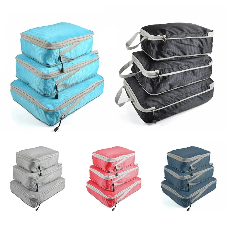 Luggage Organizer Portable With Travel Storage Bag Compressible Packing Cubes Foldable Waterproof Travel Suitcase Nylon Handbag