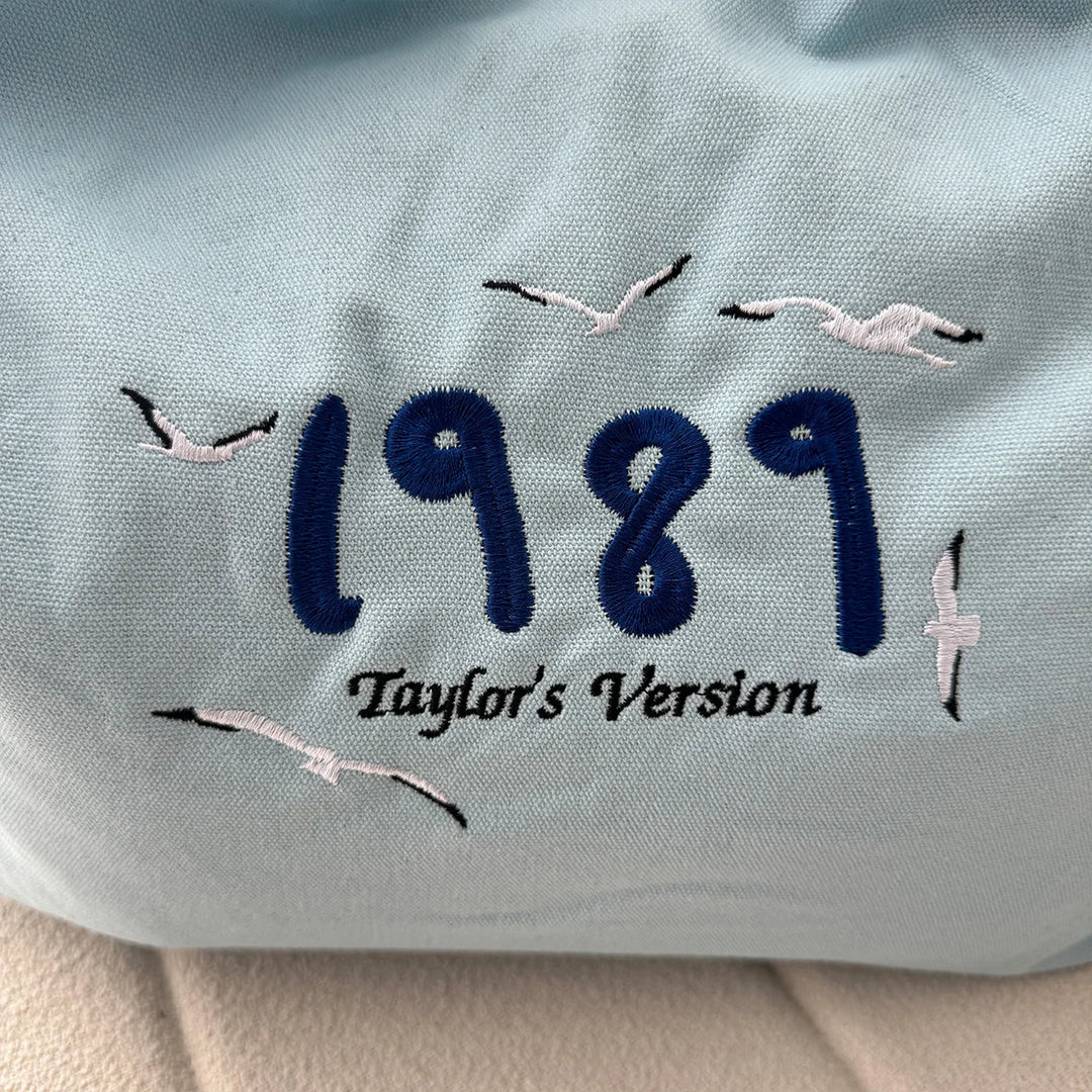 1989 Taylor's Version Embroidered Retro Style Female Canvas Reusable Tote Bags 80s 90s Street Fashion Shoulder Bags Shopping Bag