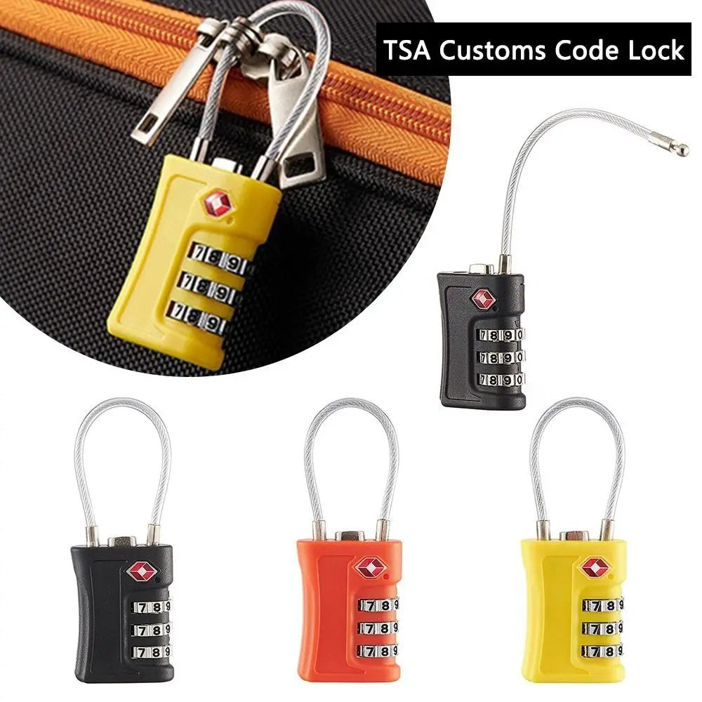 Anti-theft 3 Digit Combination Lock Wire Rope Security Tool Suitcase Luggage Coded Lock TSA Padlock Cabinet Lock Travel