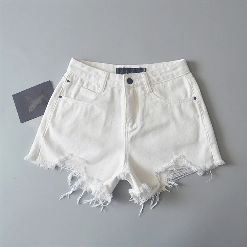 2024 Summer denim shorts for women black jeans shorts women distressed short mujer white jean shorts ripped y2k streetwear