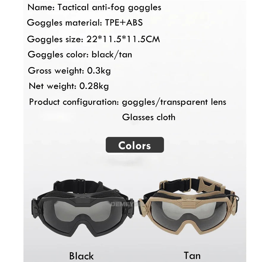 Tactical Goggles with Fan Anti-fog Outdoor Paintball Airsoftsport Safety Eye Protection Glasses Hiking Eyewear