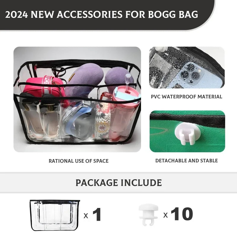 Clear Insert Bogg Bag Waterproof Summer Beach Pool Basket Jelly Handbag Extra Large Storage Inner Bogg Bag Accessories Organizer