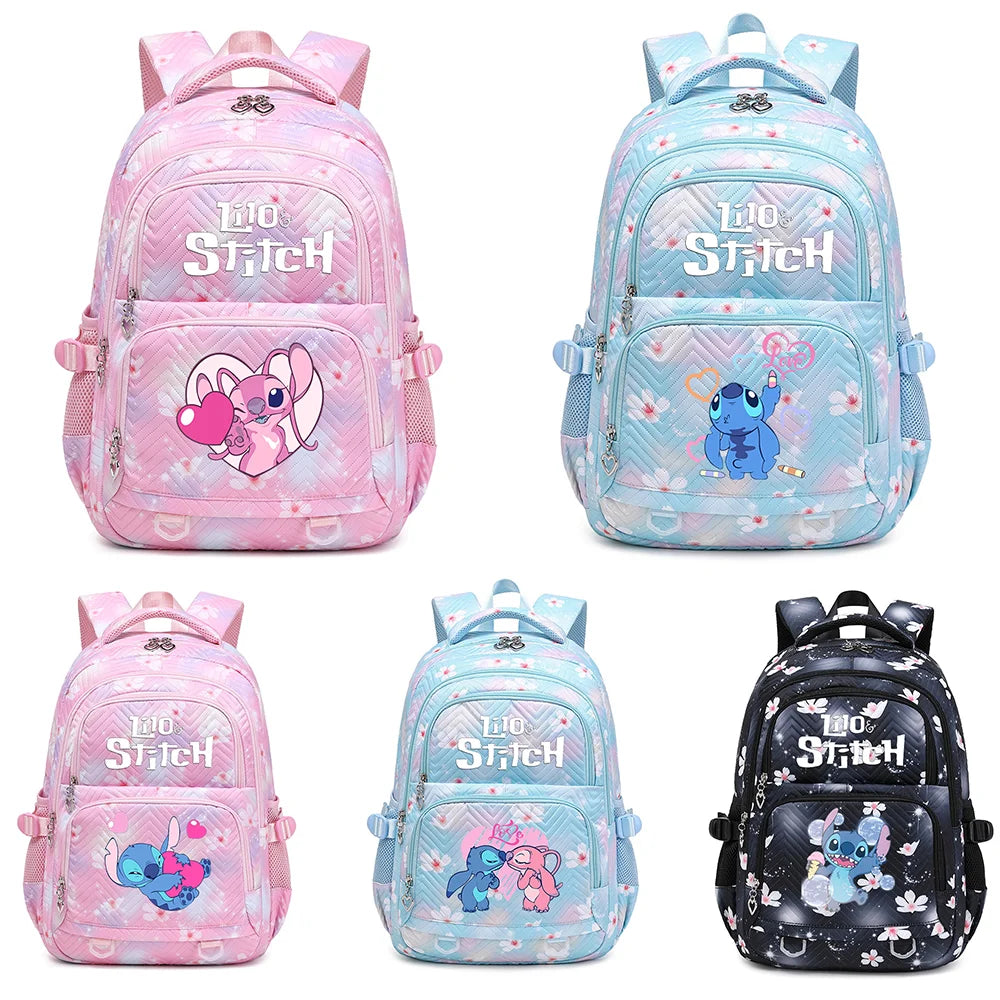 Disney Lilo Stitch Schoolbag for Teenage Girls Bookbag Mochila Waterproof Women Backpack Female Travel Bag Backpacks