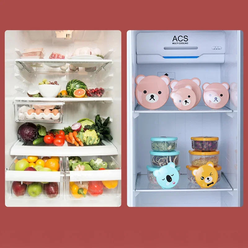 4pcs Cartoon Bear Microwave Food Storage Container For Kids Child Sushi Fruit Snack Bento Box Picnic School Lunch Box Bowl Small