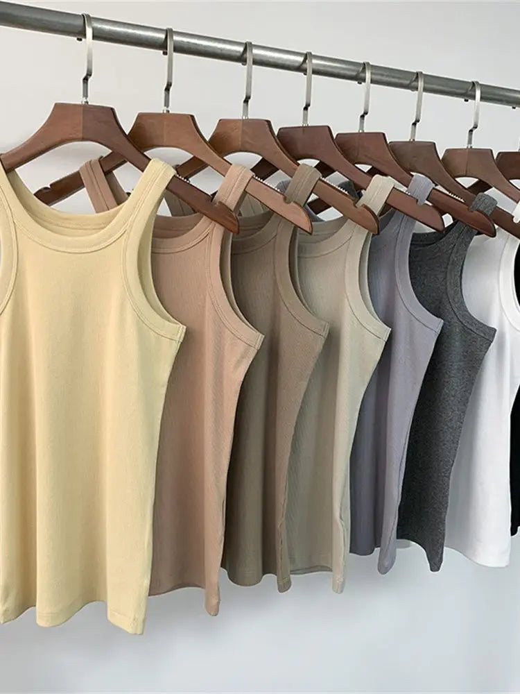 2024 Summer Women Tank Top Vest Simple Elastic Ladies Sexy Sleeveless Sling  Camis