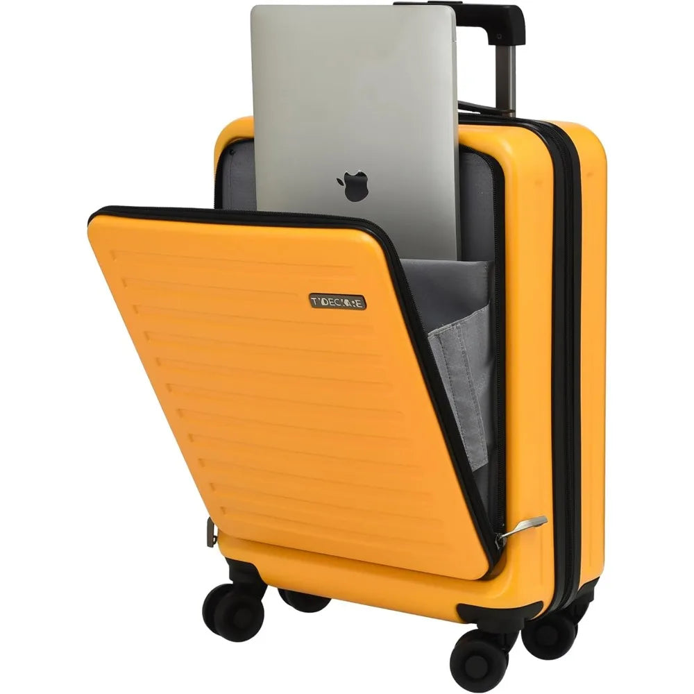 Carry On Luggage with Front Pocket, Suitable for Airplane Overhead Bin, PC+ABS Hardshell