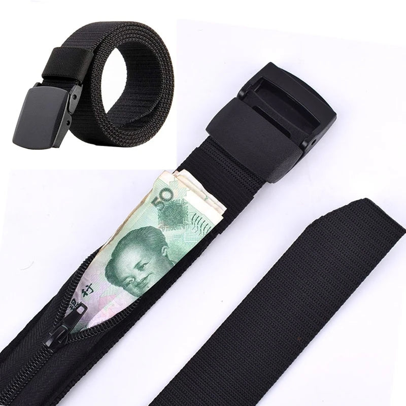 Outdoor Travel Cash Anti Theft Belt Waist Bag Women Portable Hidden Money Strap Belt Wallet Waist Pack Men Secret Hiding Belt