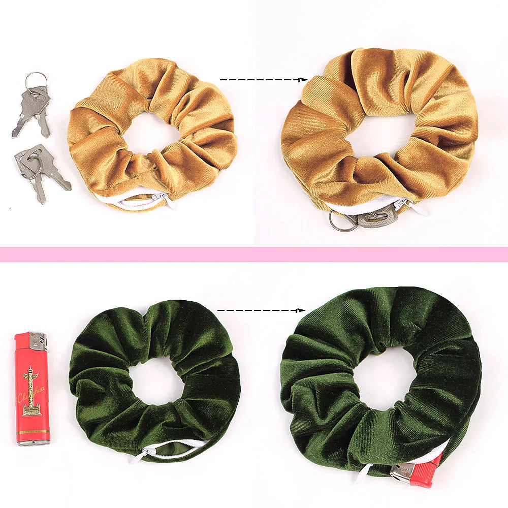 Sight Secret Hair With Zip Stash Pocket Tie Hair Scrunchie Travel Diversion Stash Safe Container ⁣⁣⁣⁣Hidden Storage Compartment