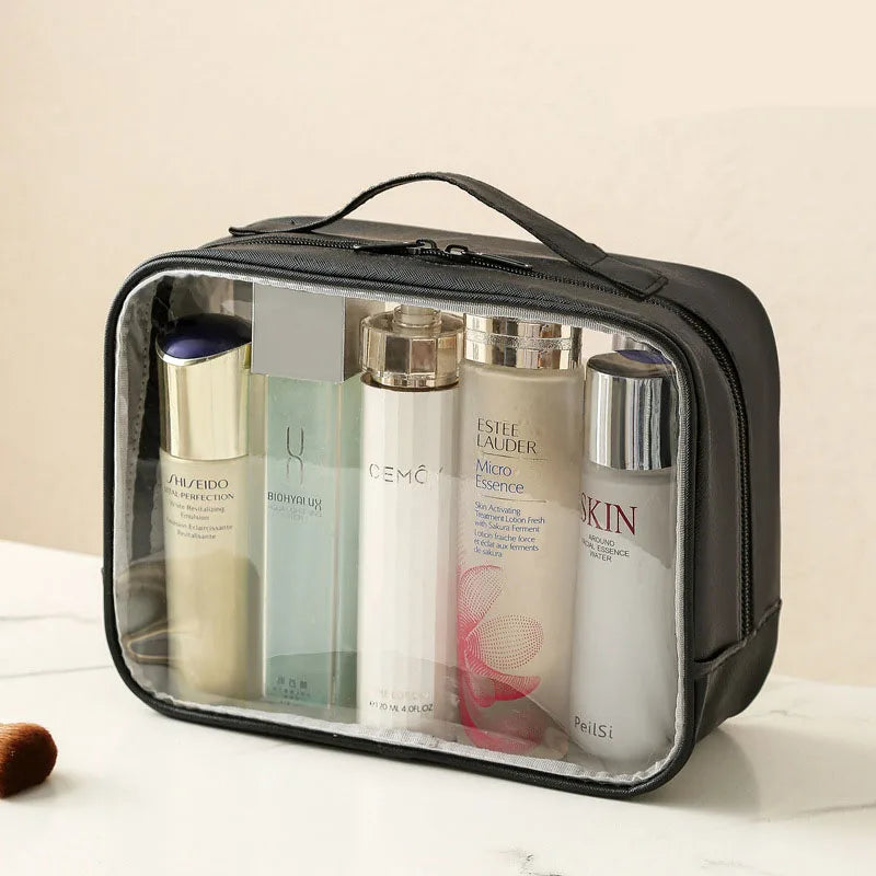 1PCS Travel Organizer Bath Toiletry Wash Storage Bag Case Black Red Blue Zipper Clear Makeup Bags Pouch Women's Cosmetic Bag