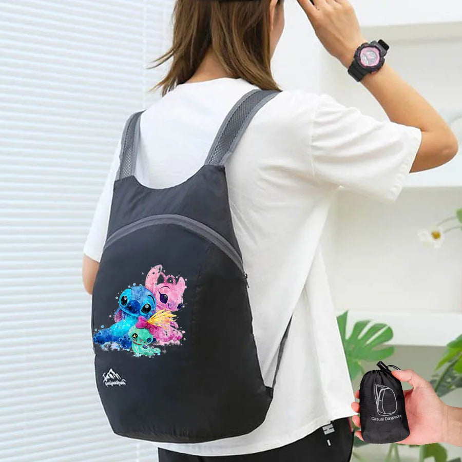 Disney Lilo & Stitch Portable Foldable Folding Mountaineering Bag Outdoor Backpack Climbing Cycling Travel Knapsack Hiking Bag