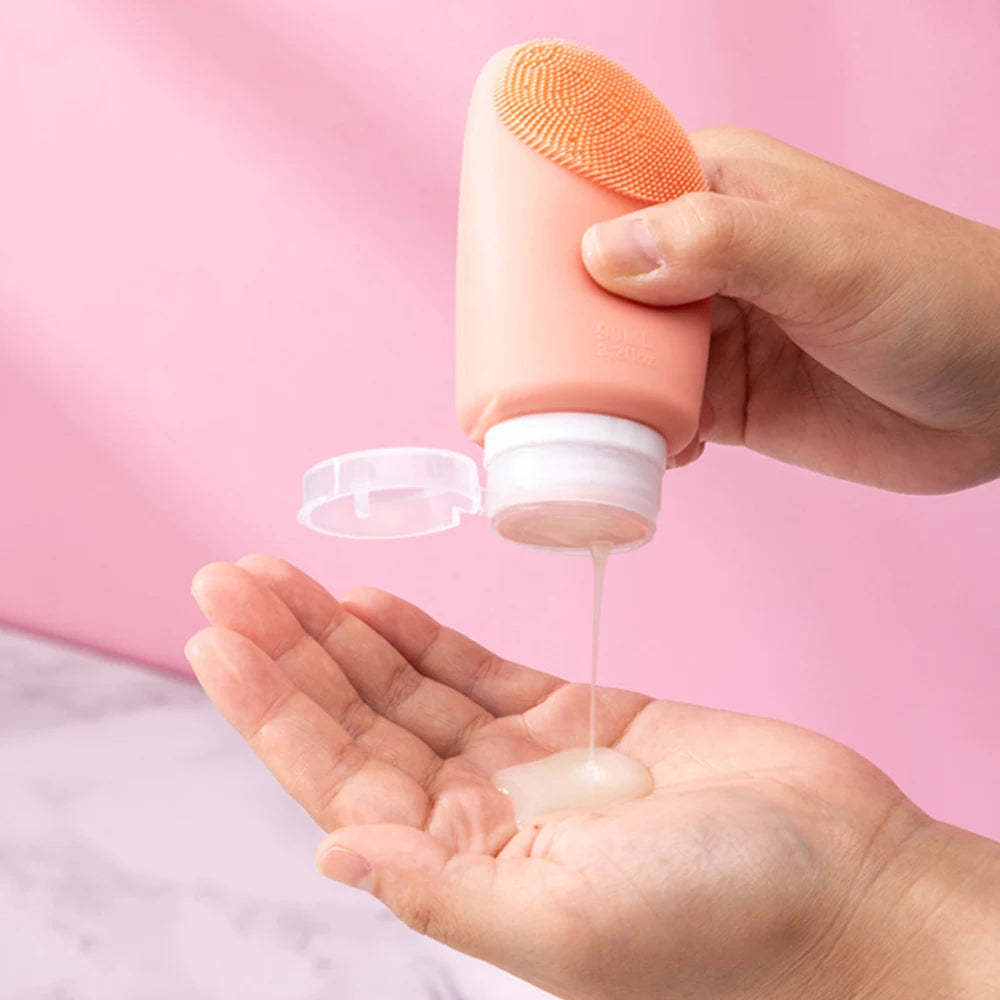 Two Sizes 60/90ml Refillable Bottle With Brush PP Lotion Squeeze Tube Portable Travel Bottle Silicone Split Bottle Makeup Tools