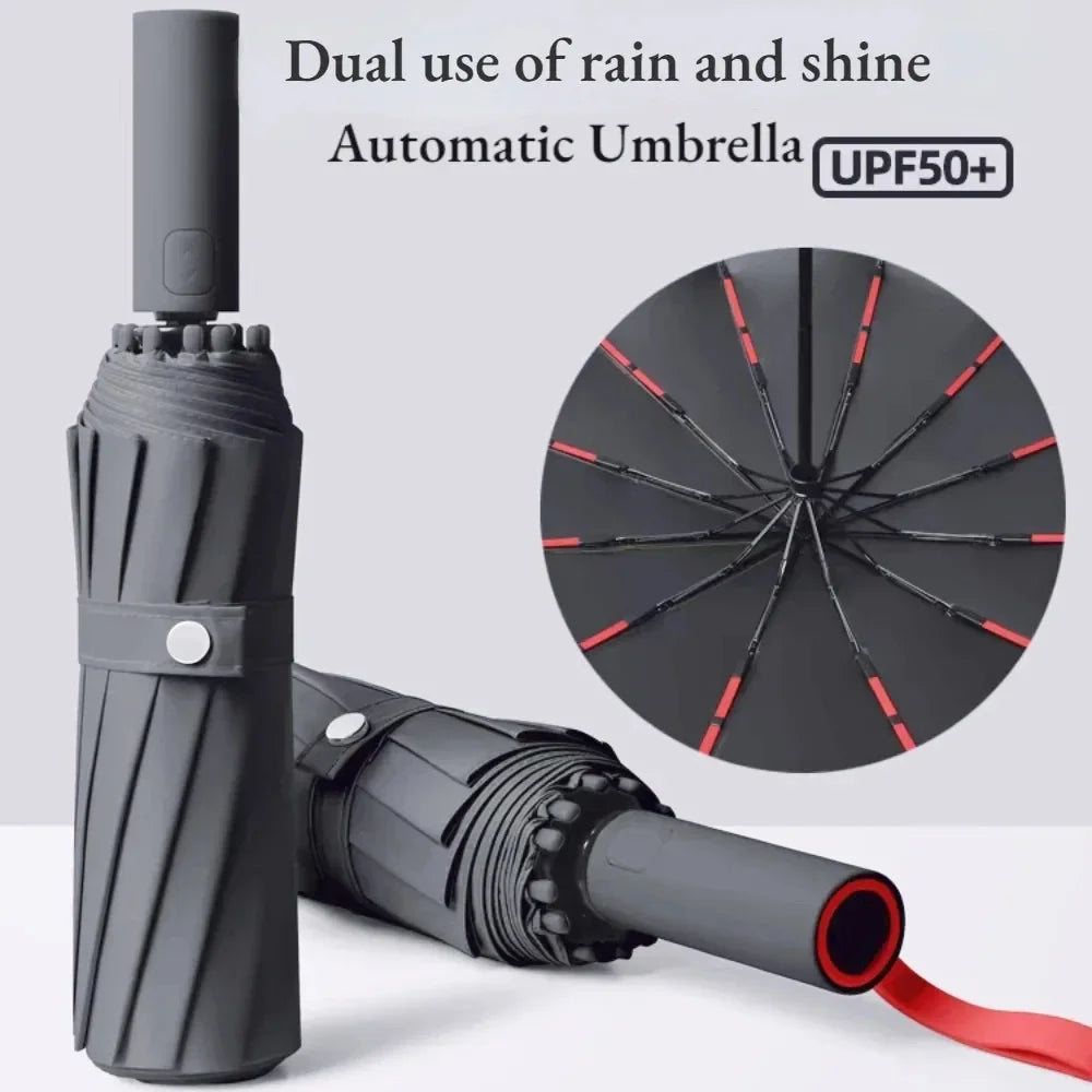 Large Rainproof Sun UV Protection Umbrellas Women  Windproof Automatic Folding Men Umbrella 72 Bone super Strong Windproof