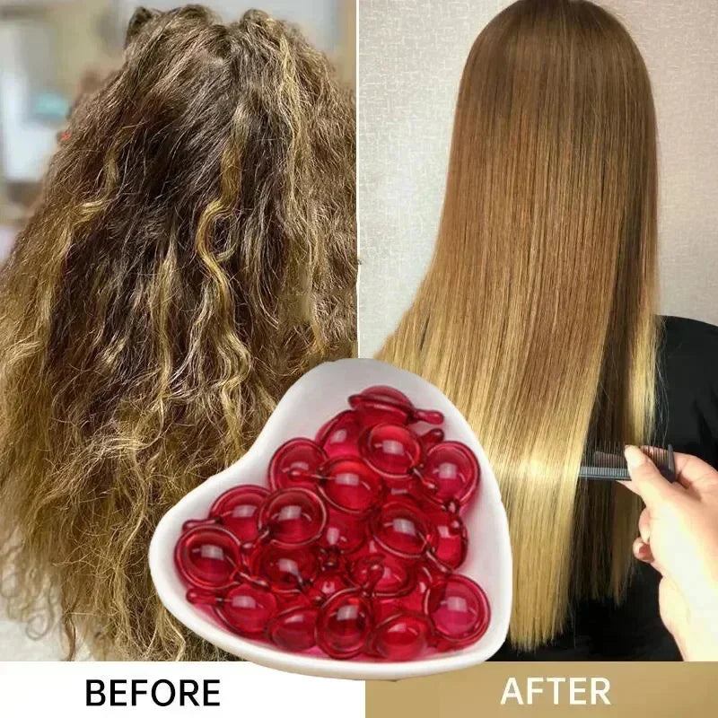 Magic Hair Vitamin Capsule Keratin Oil Fast Restore Hair Soft Smooth Shiny Deep Moisturizing Frizzy Dry Scalp Hair Repair Care